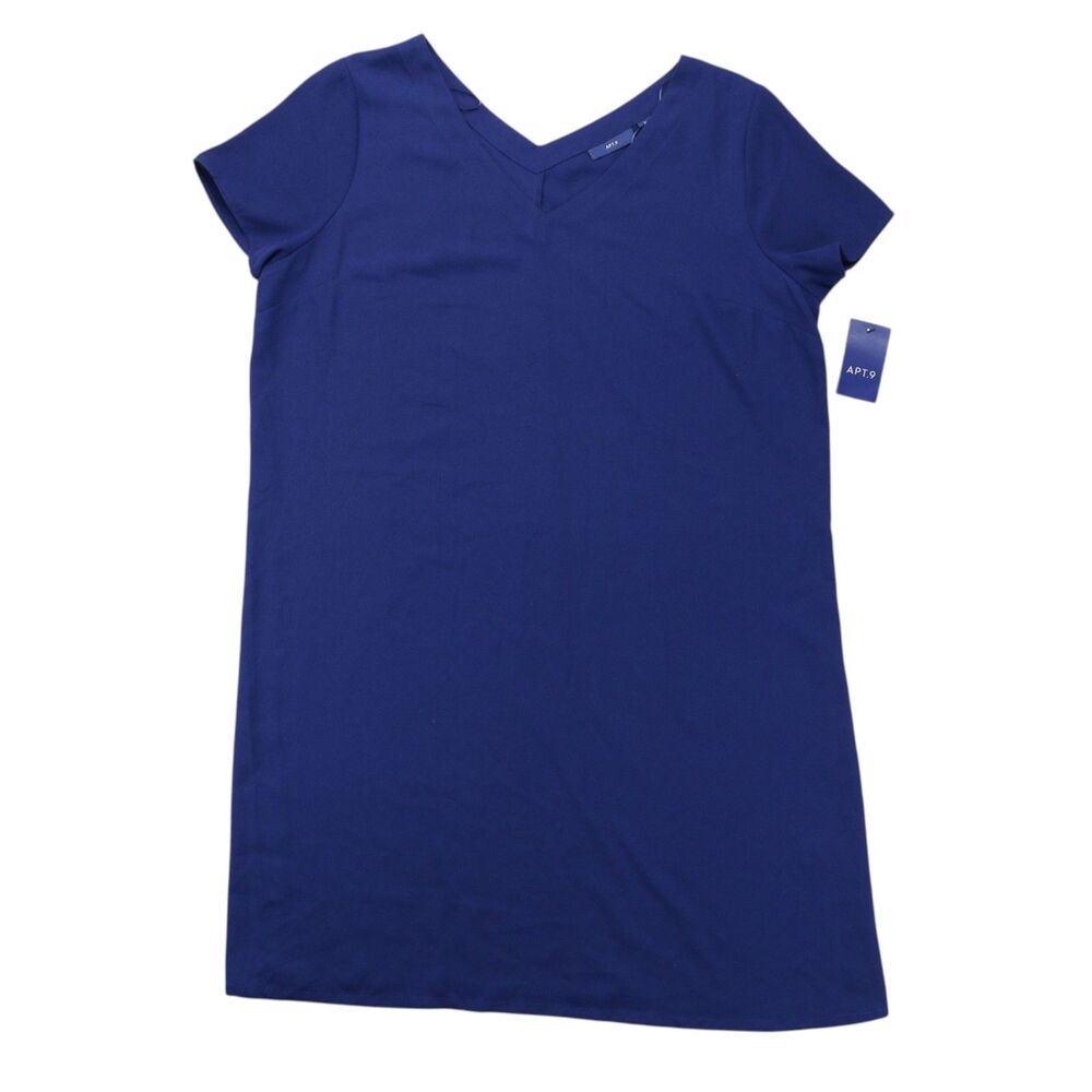 Apt. 9 Women's XL Noah Navy Blue V-Neck Short Sleeve Shift Dress NWT
